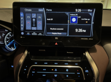 12.3 inch. touchscreen in 2021 Toyota Venza displaying climate control settings