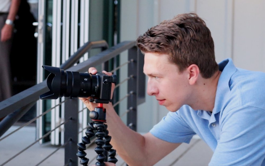 Zack Neitzel making sure his camera is in focus and ready for the video.