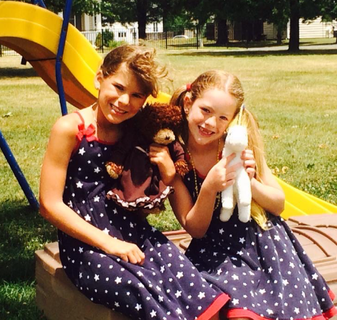 Jr. Grace Miller (left) and Jr. Emily Voss (right) enjoying summer as kids on Joint Base Andrews in Maryland. 