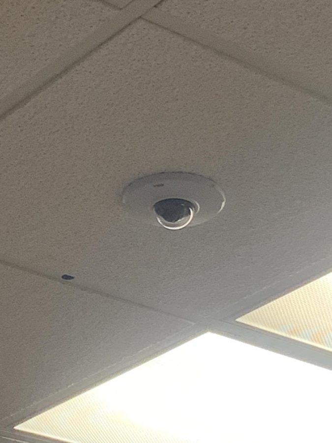 Security cameras in the hallways of West Ottawa High School.