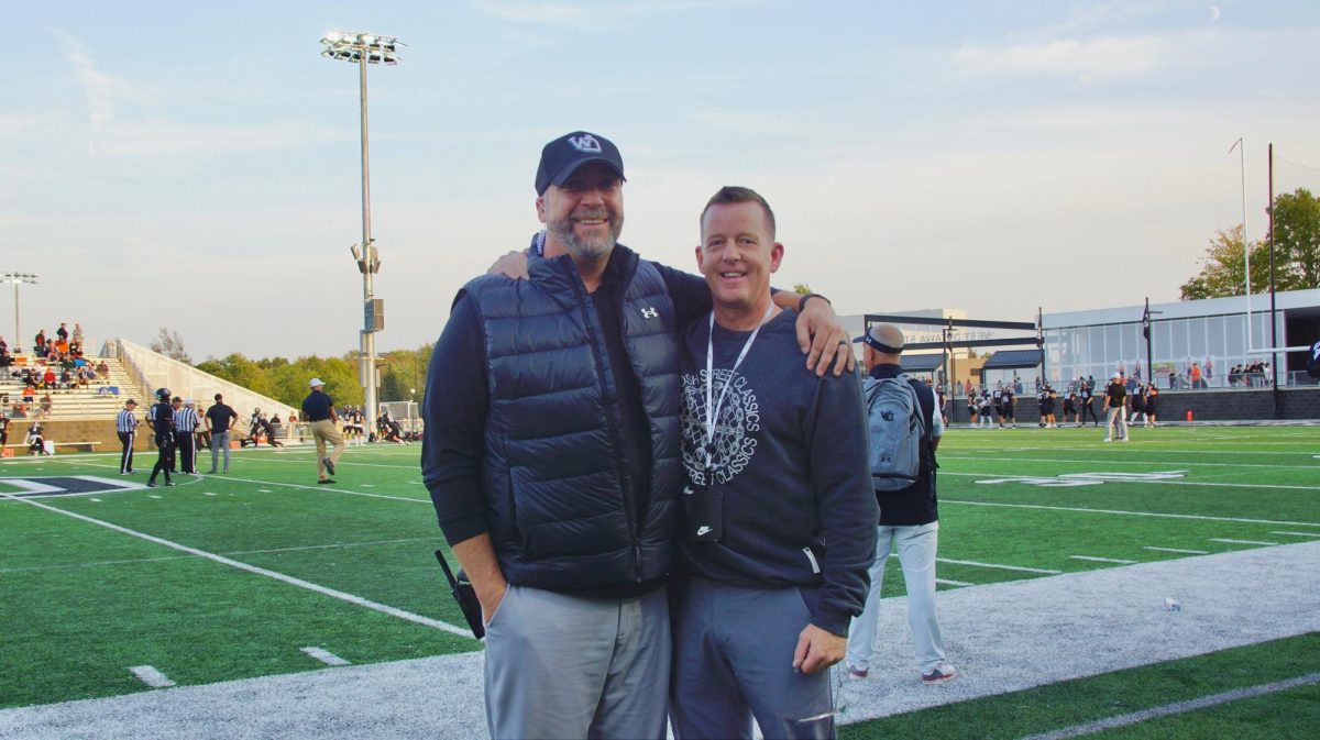 West Ottawa Athletic Director Bill Kennedy and West Ottawa parent Rodney Vellinga at the West Ottawa vs. Rockford home football game. 