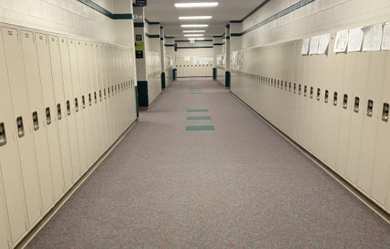 One of the many hallways of lockers that sit untouched by the students of West Ottawa