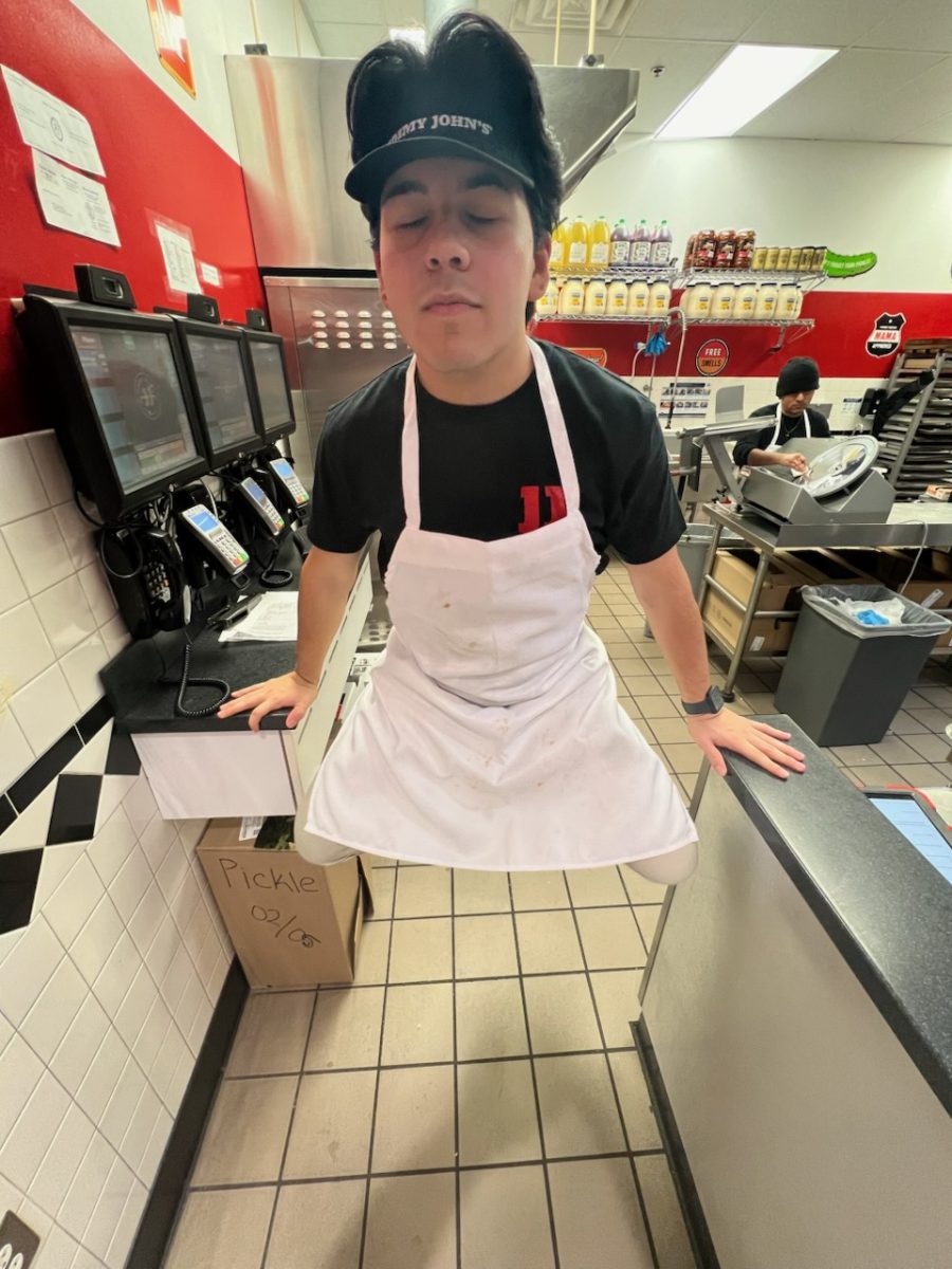 Sr. Gio Salinas, an employee at Jimmy John's, gets up to some shenanigans on slow days at work. 